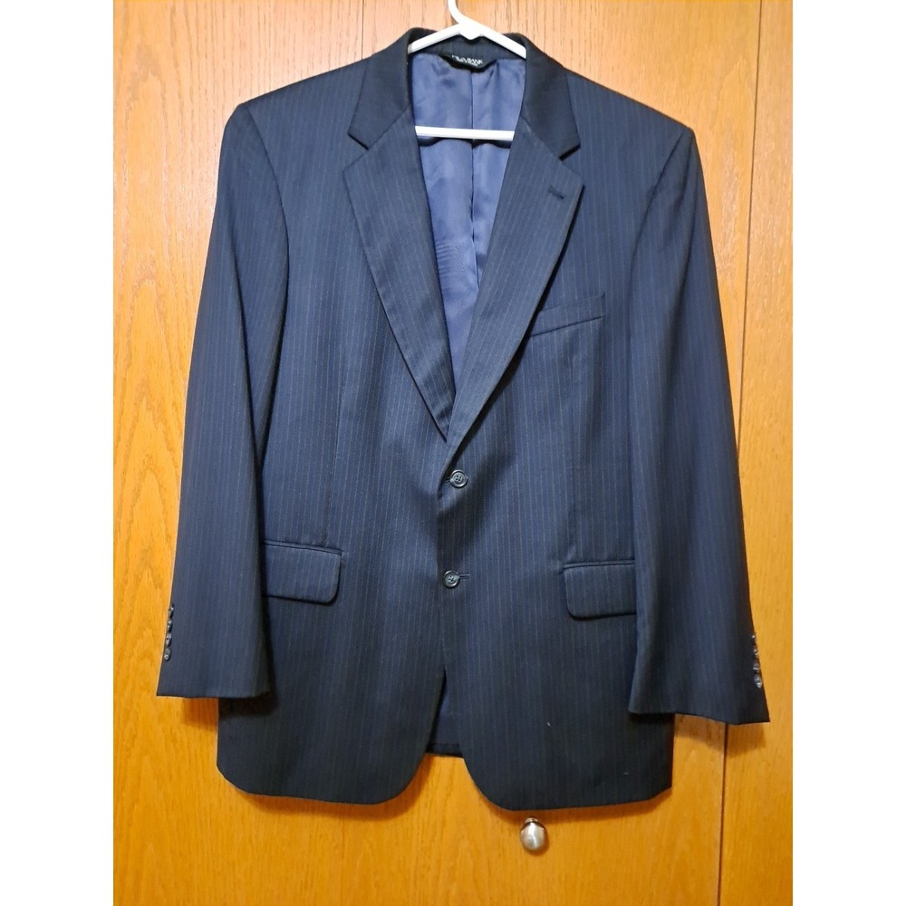 Jos. A. Bank Men's Black Striped Two Button Sport Coat Blazer Wool Size 42 RG